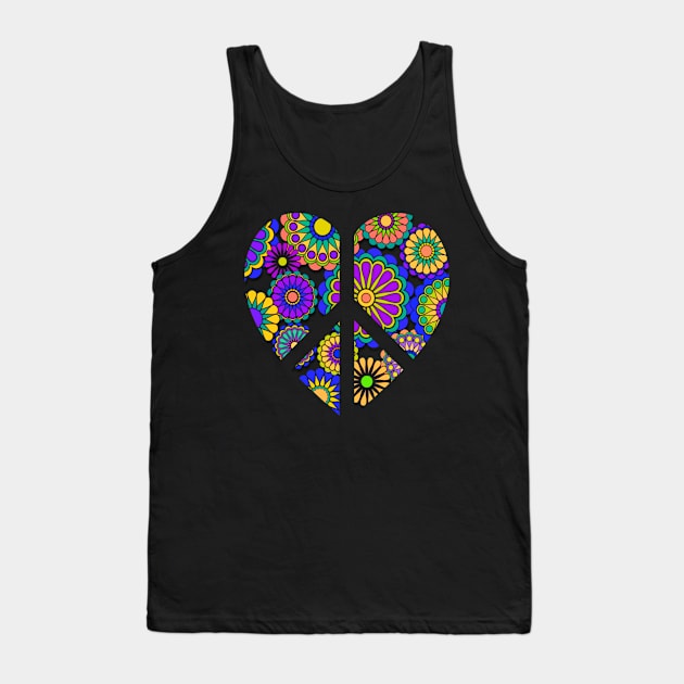 Hippy Flower Peace and Love Tank Top by AlondraHanley